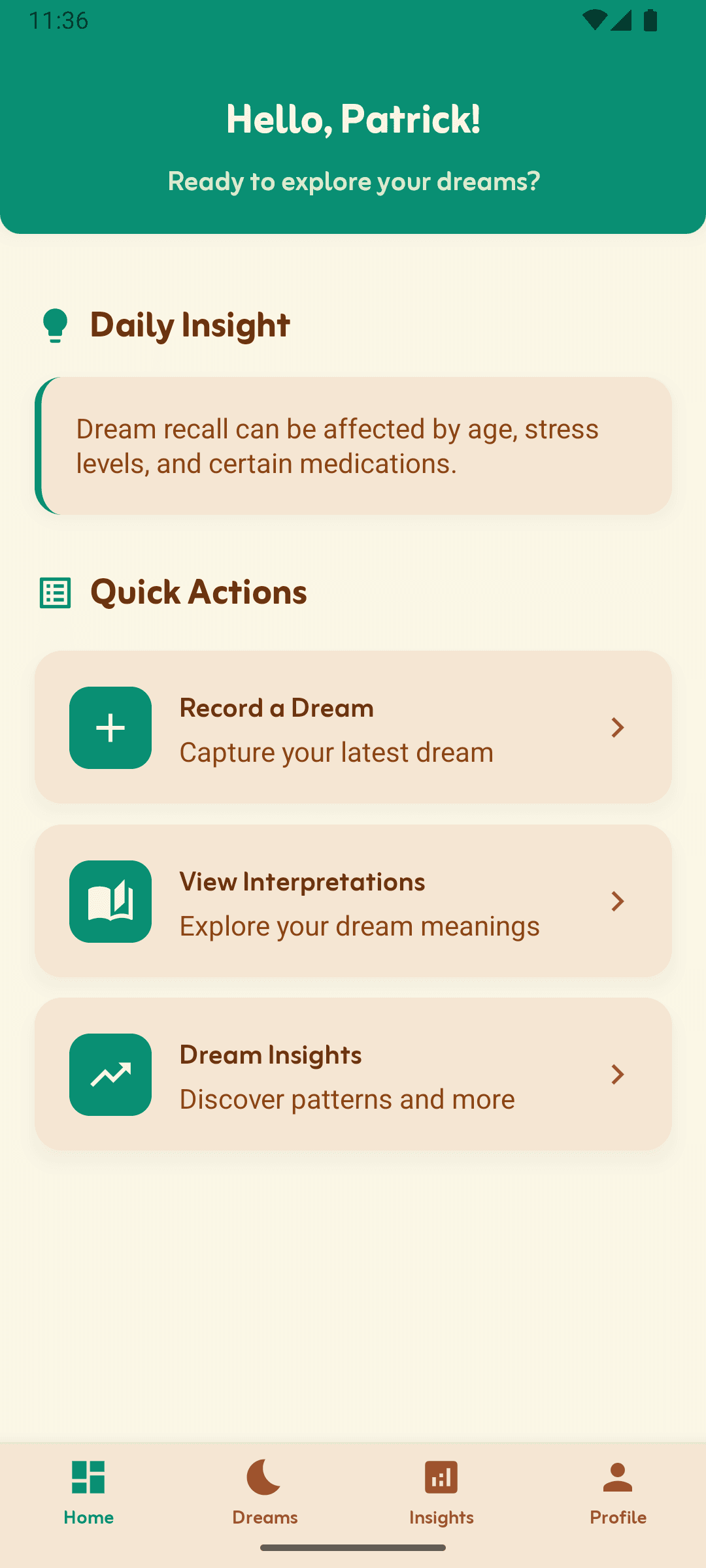 Somnara App - Dashboard Overview